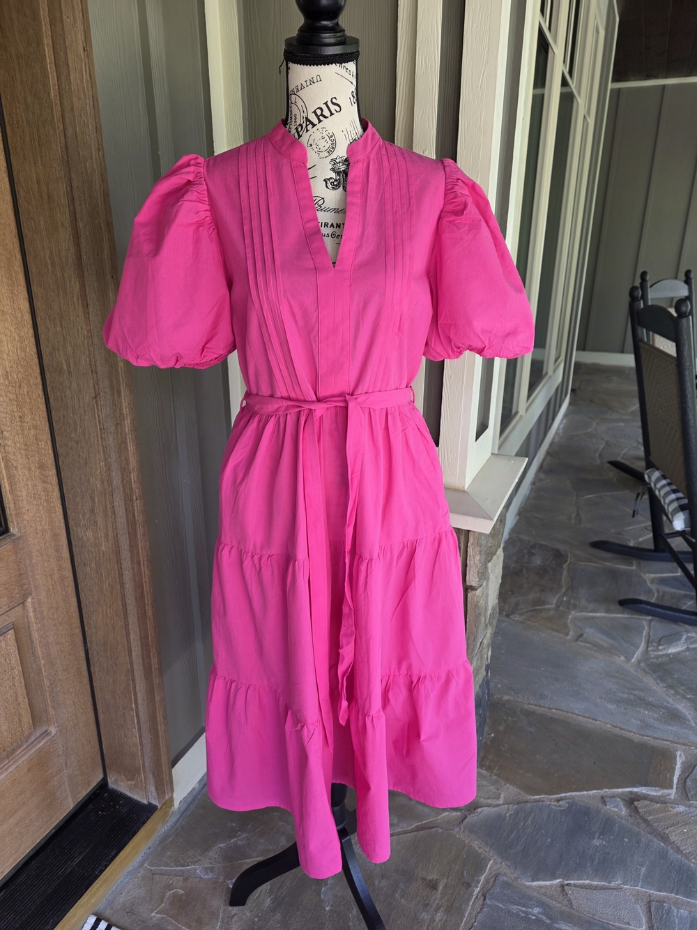 Pinch Pink Puff Sleeve Midi Dress-NWT